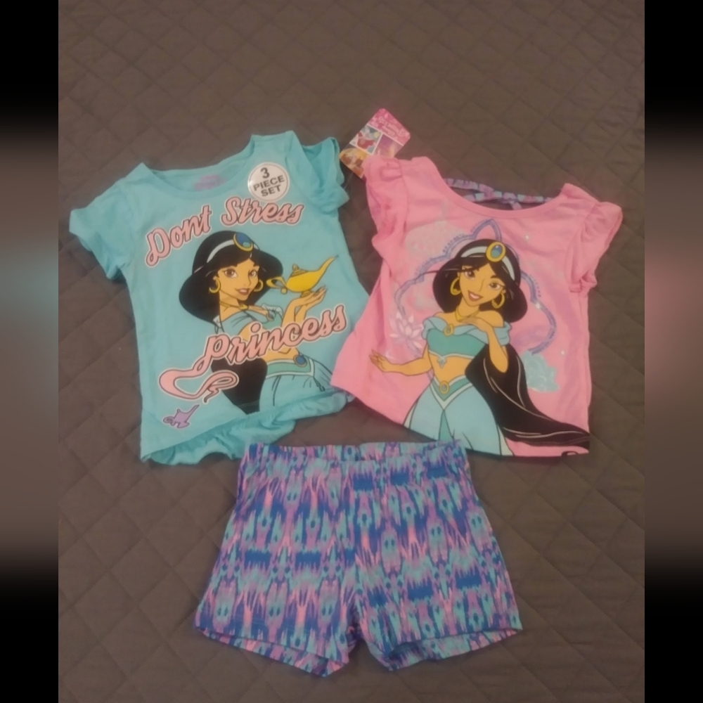 Disney Jasmine Kids Short Set - Blue, Pink, and Purple